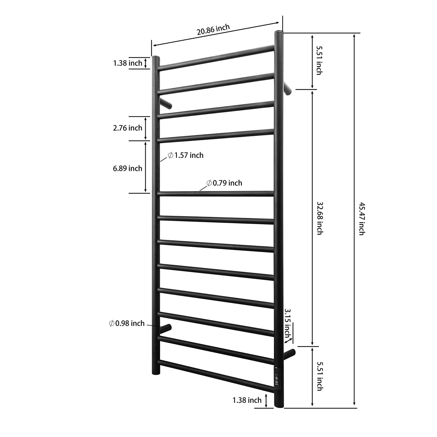 KEG Smart WiFi Towel Warmer Wall Mounted with Built-in Timer and Temperature Adjust Control, 4 Bars Electric Stainless Steel Heated Towel Racks for Bathroom Matte Black