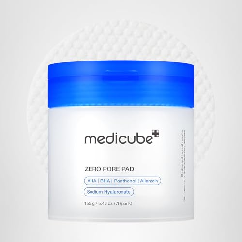 medicube Toner Pads Zero Pore Pad 2.0 | Dual-Textured Facial Pad for Exfoliation and Pore Care with 4.5% AHA Lactic Acid, 0.45% BHA Salicylic Acid | Ideal for All, Korean Skin Care, 70 Pads (1 Pack)