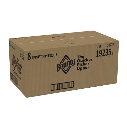 Bounty Quick-Size Paper Towels, White, 12 Family Triple = 40 Regular Rolls