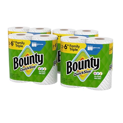 Bounty Quick-Size Paper Towels, White, 12 Family Triple = 40 Regular Rolls