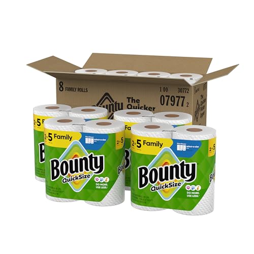 Bounty Quick-Size Paper Towels, White, 12 Family Triple = 40 Regular Rolls