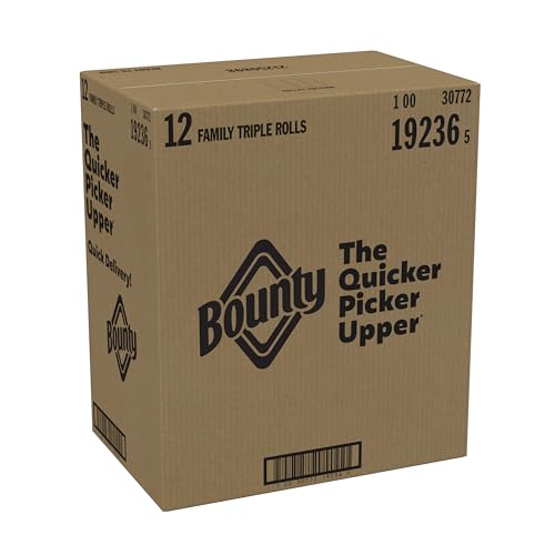 Bounty Quick-Size Paper Towels, White, 12 Family Triple = 40 Regular Rolls