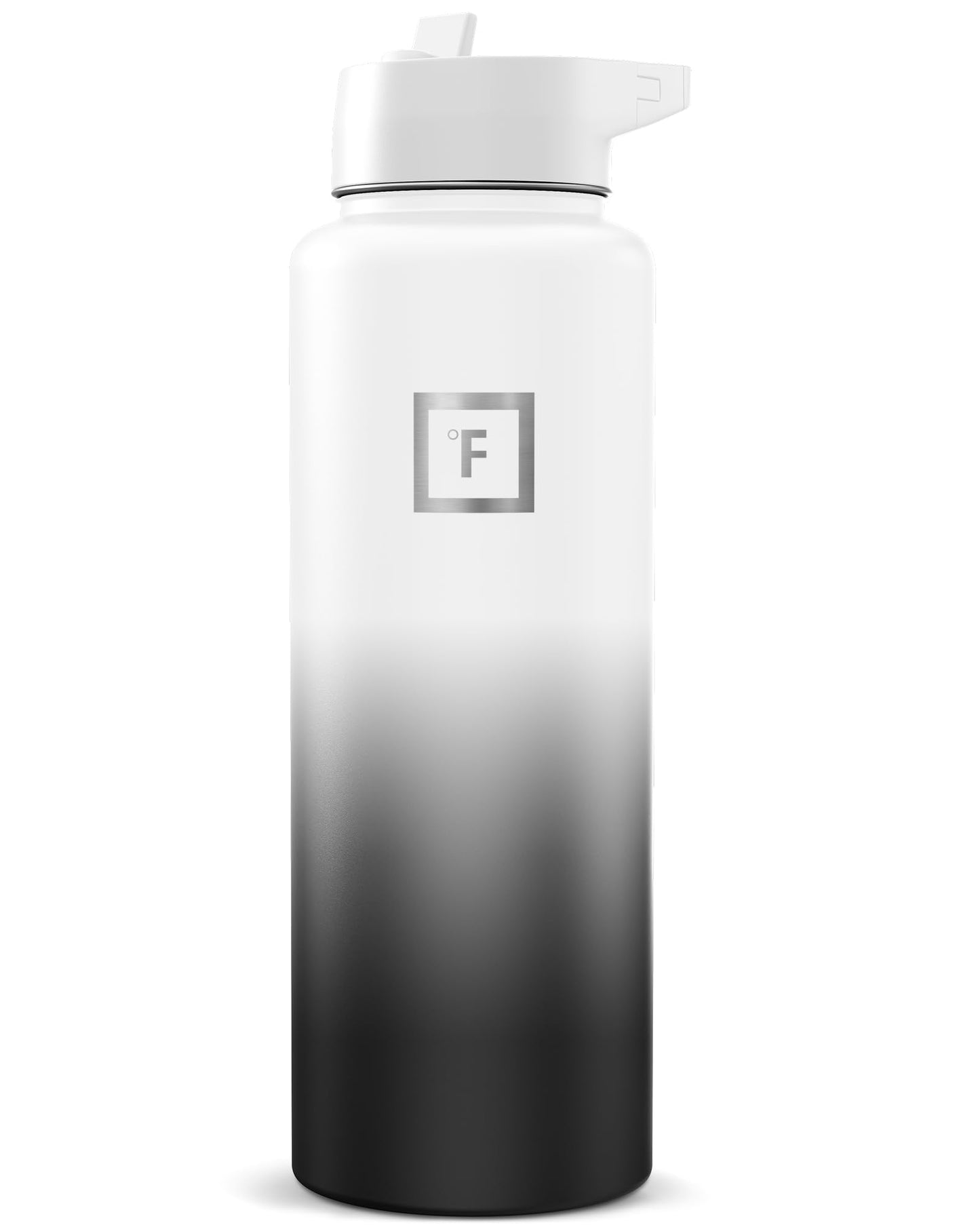 IRON °FLASK Camping & Hiking Hydration Flask with Straw, Wide Mouth Insulated Stainless Steel Sports Water Bottle - 40 oz Midnight Black