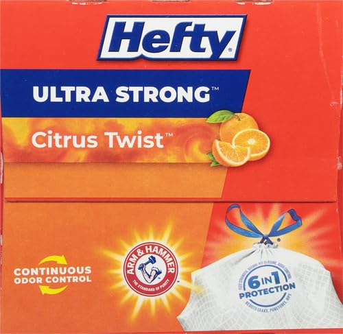 Hefty Ultra Strong Tall Kitchen Trash Bags, Citrus Twist Scent, 13 Gallon, 80 Count