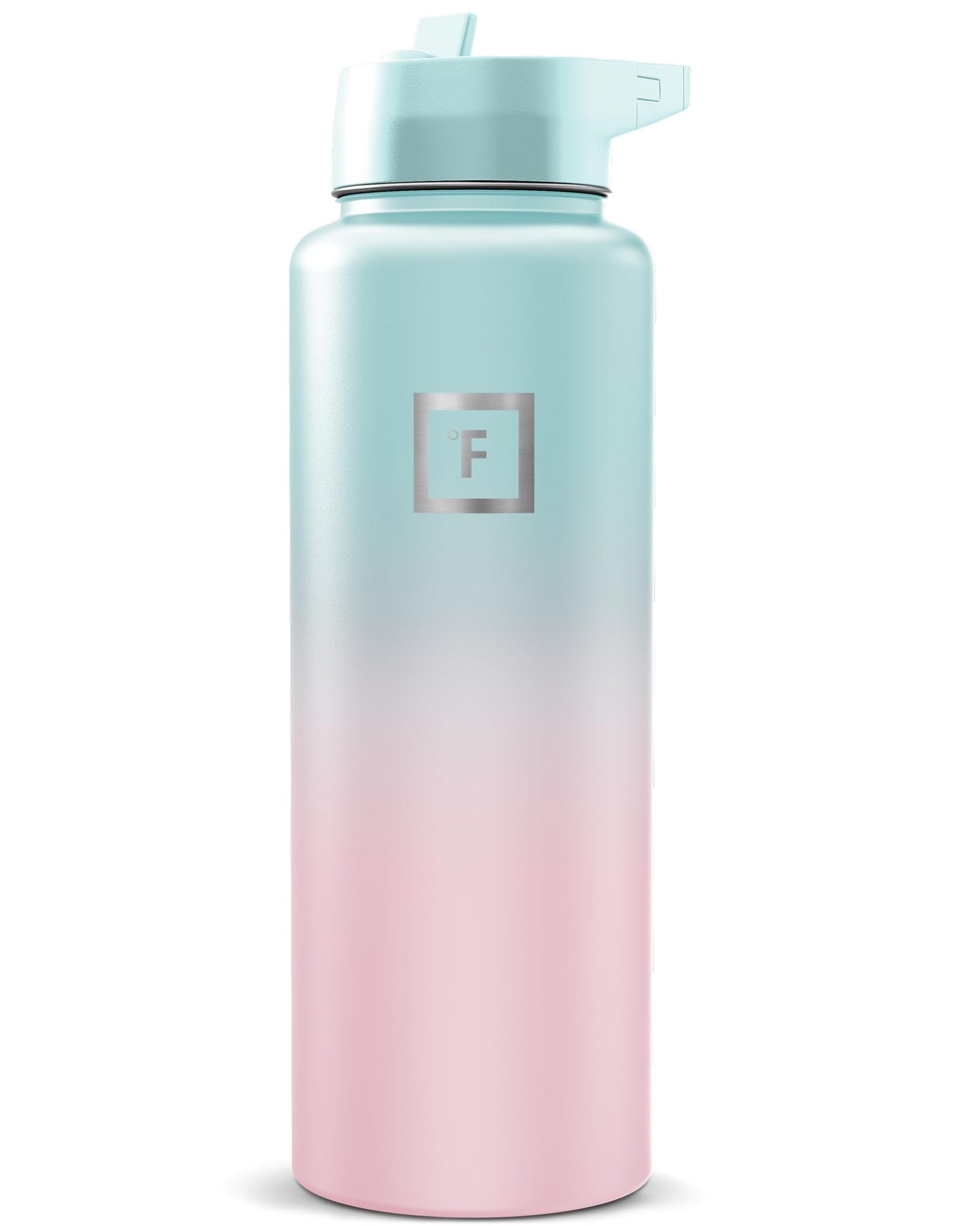 IRON °FLASK Camping & Hiking Hydration Flask with Straw, Wide Mouth Insulated Stainless Steel Sports Water Bottle - 40 oz Midnight Black