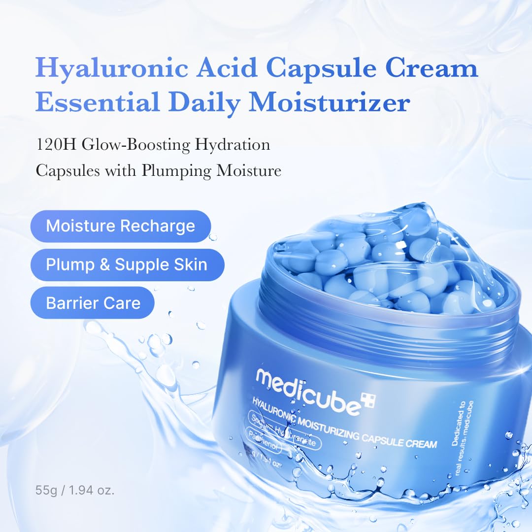 medicube Capsule Cream with Deep Vitamin C | Liposome Vitamin C Golden Capsule for Radiance & Firm-Looking Skin | Hydrating Glow Gel Texture | Korean Skincare, 1.94 oz