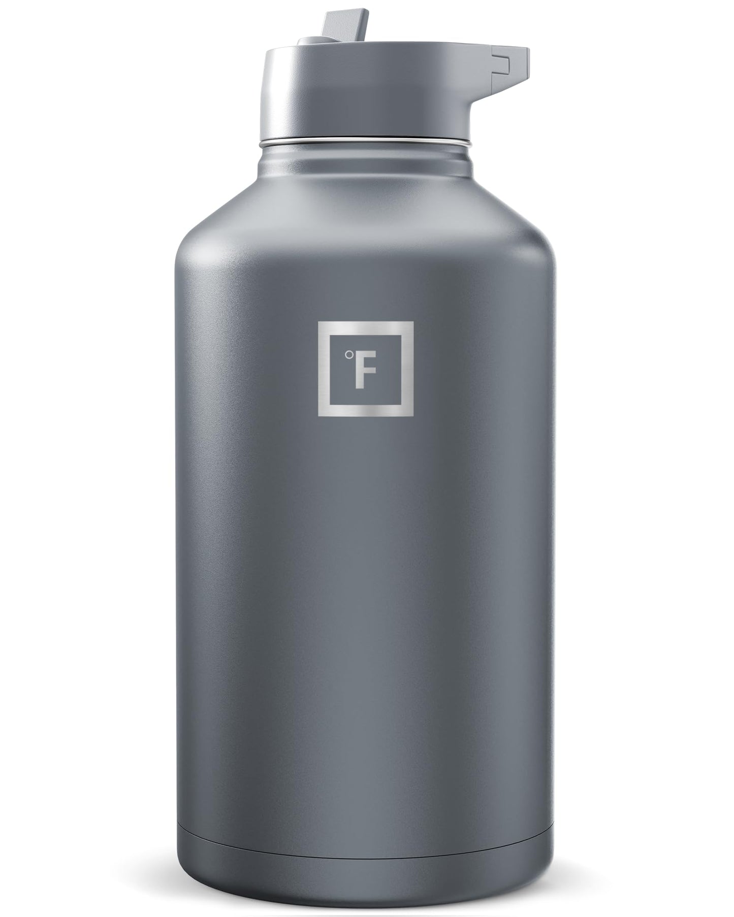 IRON °FLASK Camping & Hiking Hydration Flask with Straw, Wide Mouth Insulated Stainless Steel Sports Water Bottle - 40 oz Midnight Black