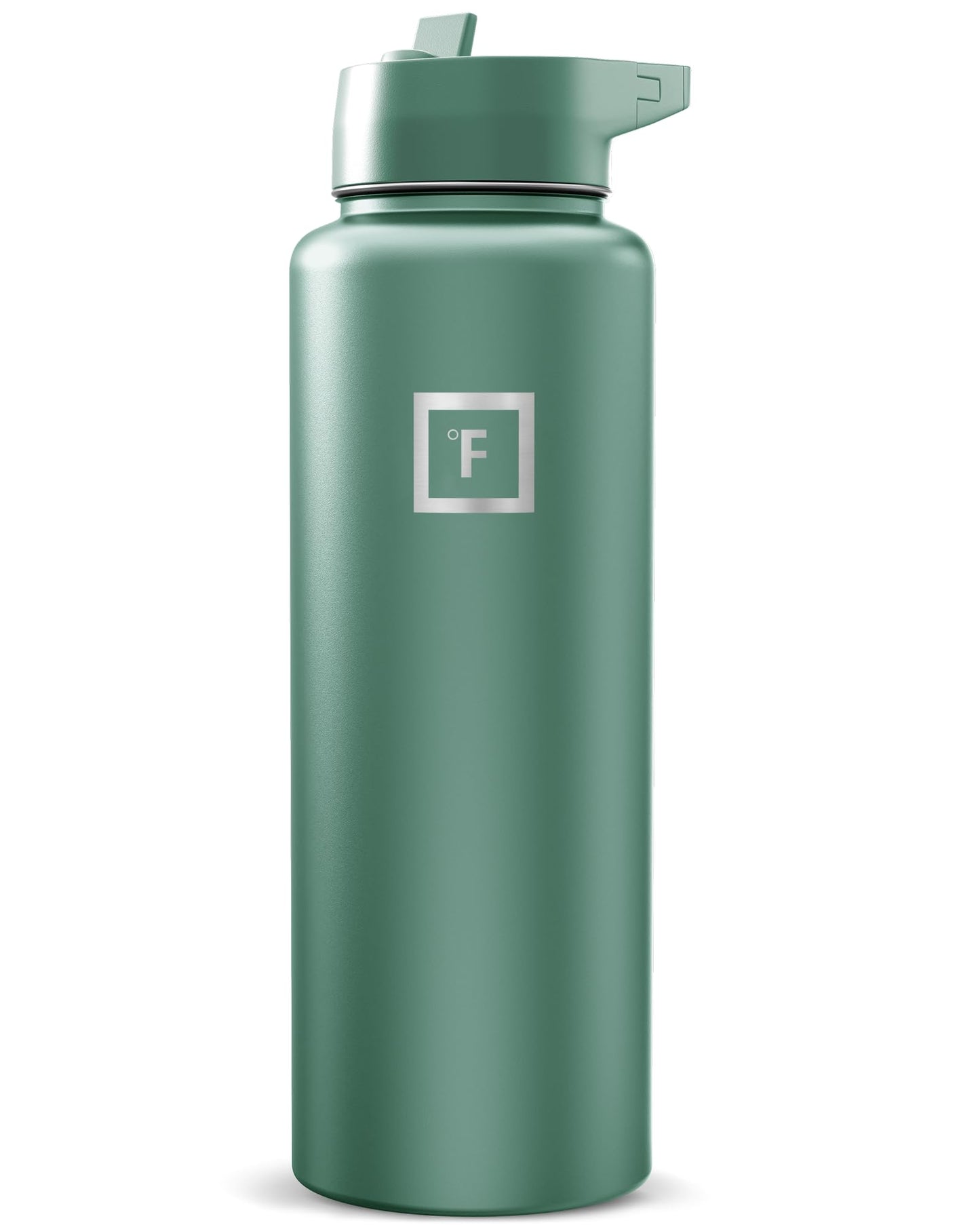 IRON °FLASK Camping & Hiking Hydration Flask with Straw, Wide Mouth Insulated Stainless Steel Sports Water Bottle - 40 oz Midnight Black