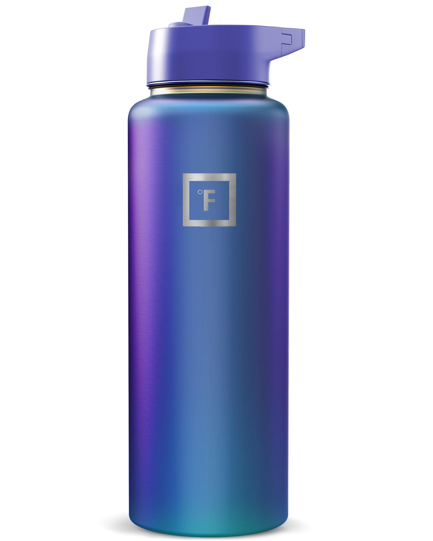 IRON °FLASK Camping & Hiking Hydration Flask with Straw, Wide Mouth Insulated Stainless Steel Sports Water Bottle - 40 oz Midnight Black