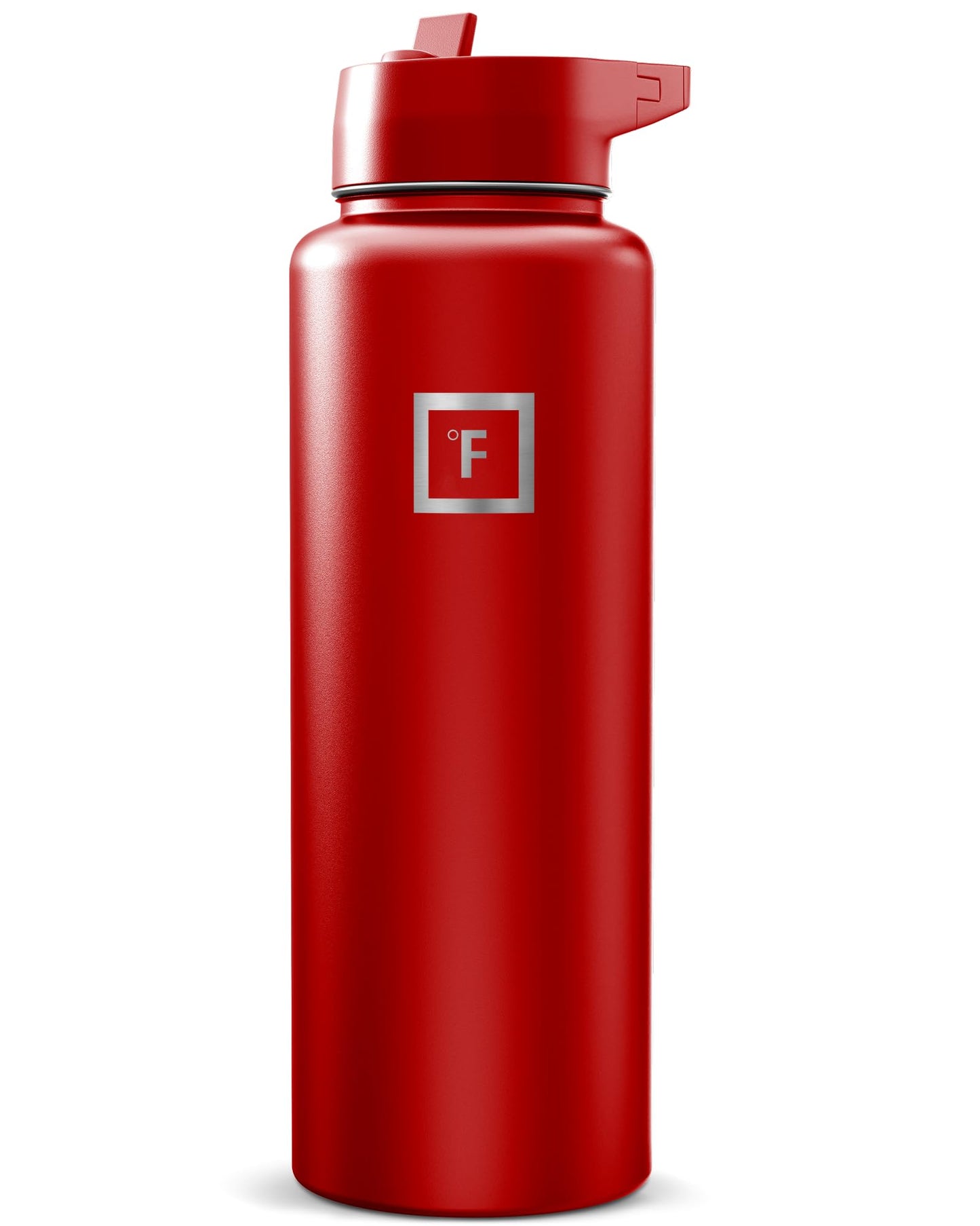 IRON °FLASK Camping & Hiking Hydration Flask with Straw, Wide Mouth Insulated Stainless Steel Sports Water Bottle - 40 oz Midnight Black