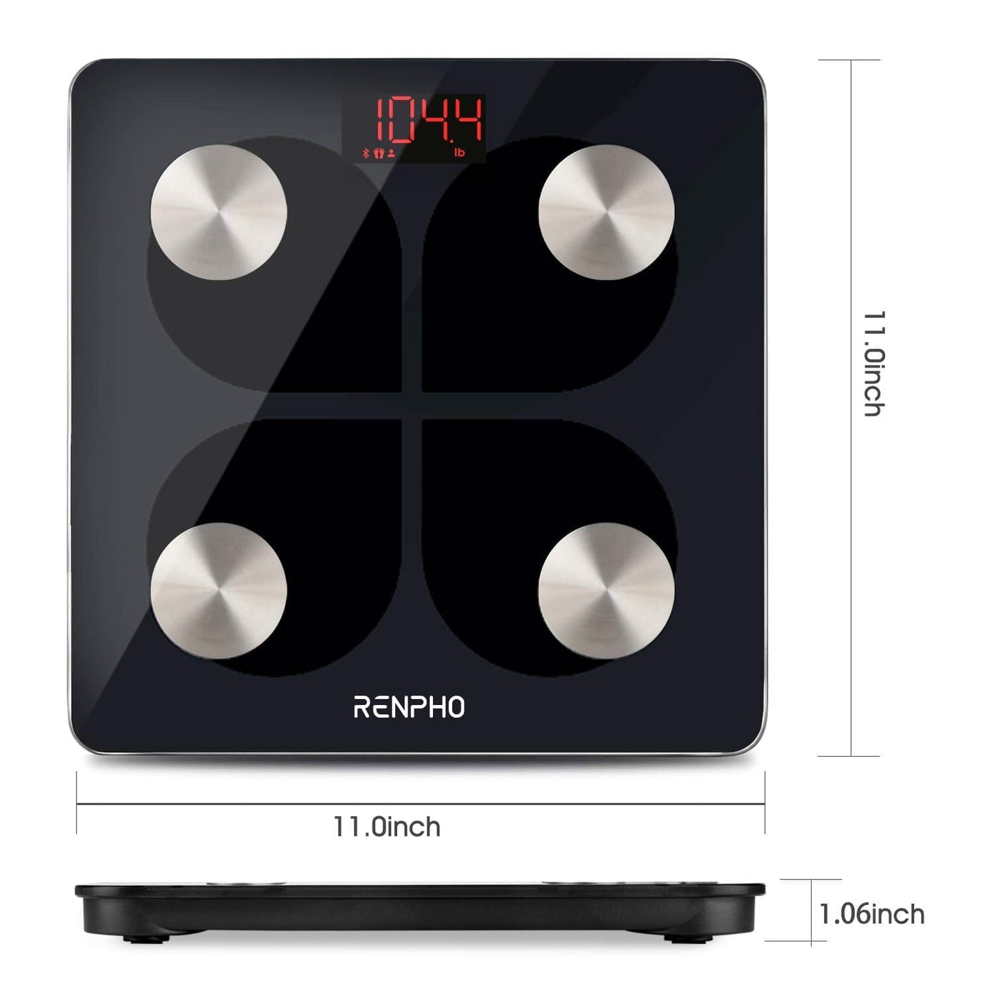 RENPHO Smart Scale for Body Weight, 8-Electrode Body Composition Scale with BMI, Body Fat, Muscle Mass, Rechargeable Body Fat Scale with Full-Color TFT LCD on Handle, MorphoScan Nova, Dark Blue