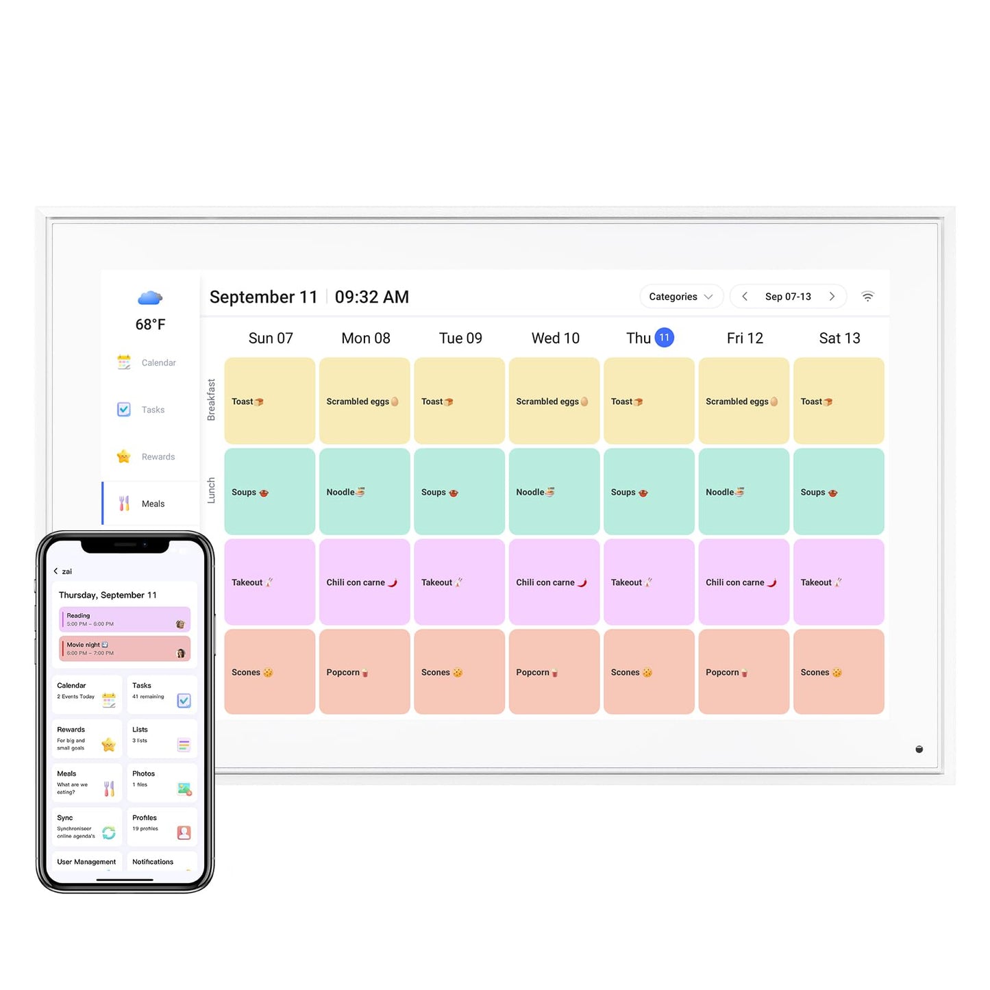 Calendar Digital 10.1 Inch, Digital Frame Combined Smart Touch Screen Electronic Wall Planner Family Organizer Chore for Family Schedules Gift for Mother Mom Women Grandpa