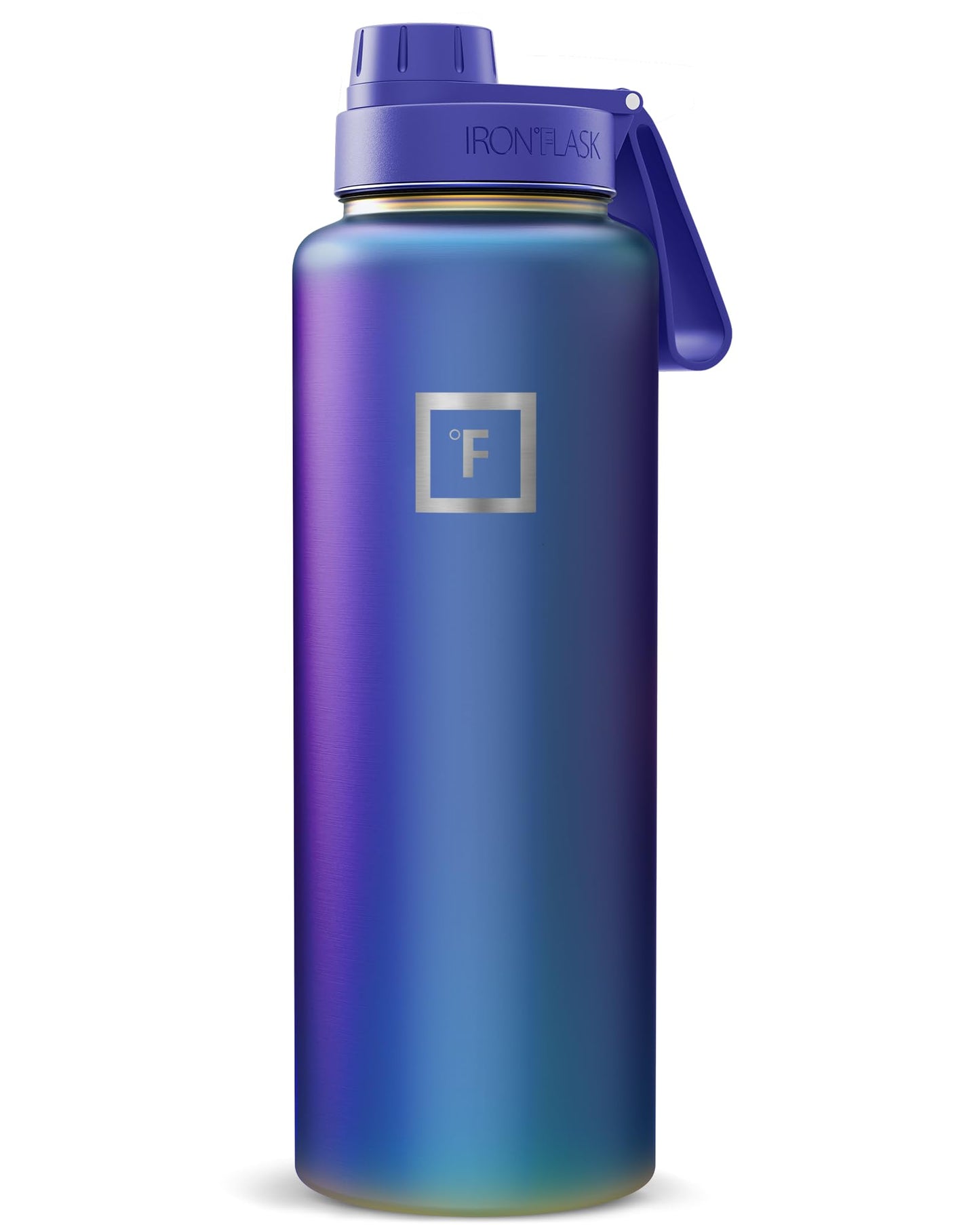 IRON °FLASK Camping & Hiking Hydration Flask with Straw, Wide Mouth Insulated Stainless Steel Sports Water Bottle - 40 oz Midnight Black