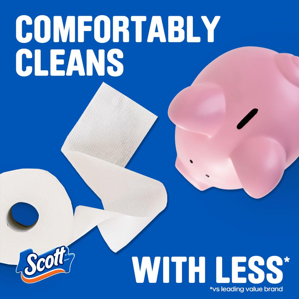 Scott ComfortPlus Toilet Paper, 48 Double Rolls, 231 Sheets per Roll, Septic-Safe, 1-Ply Toilet Tissue