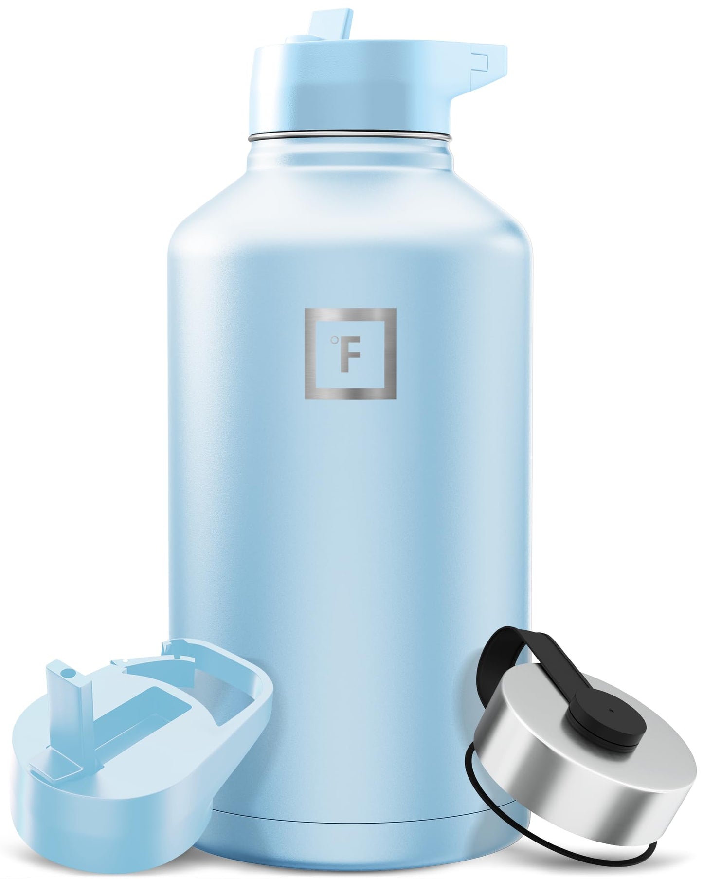 IRON °FLASK Camping & Hiking Hydration Flask with Straw, Wide Mouth Insulated Stainless Steel Sports Water Bottle - 40 oz Midnight Black