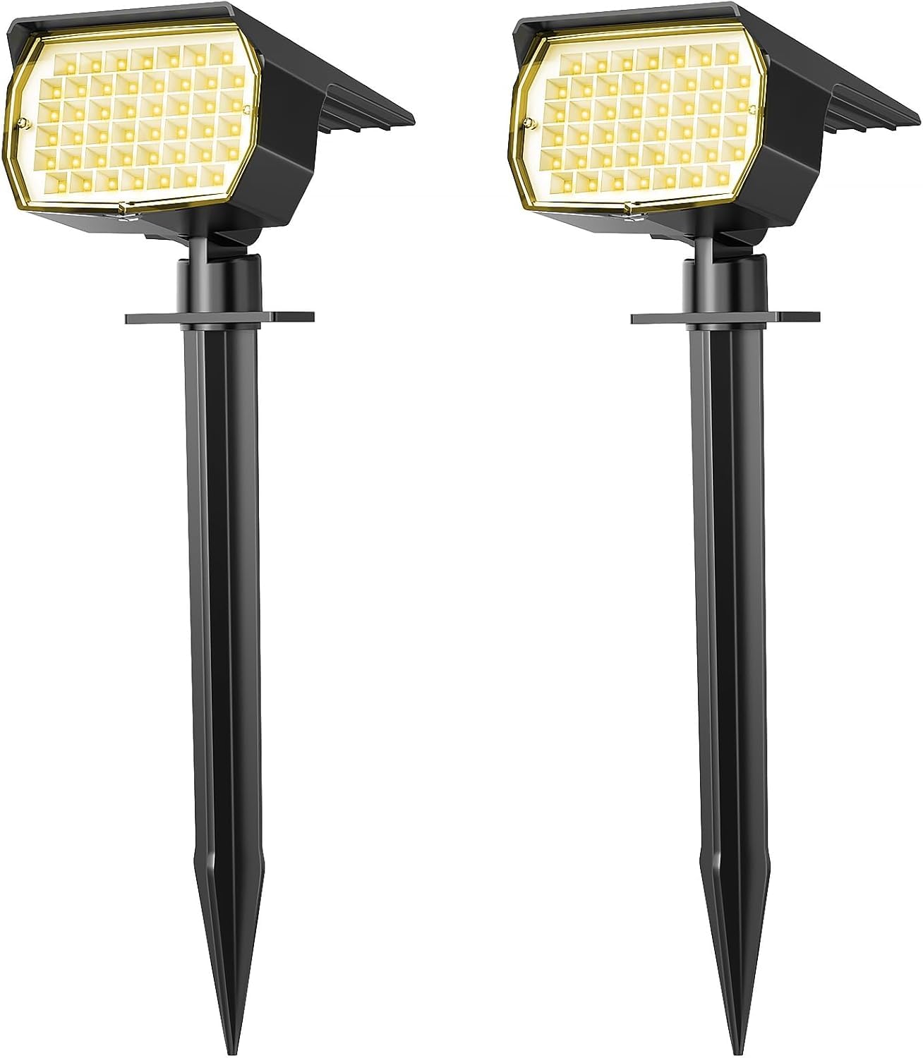 Solar Spot Lights Outdoor Waterproof IP65, 12 Pack Landscape Spotlights with 46 LEDs, 3 Modes Auto On/Off Solar Powered Flood Lights for Outside Pathway, Yard, Garden, Walkway (Warm White)