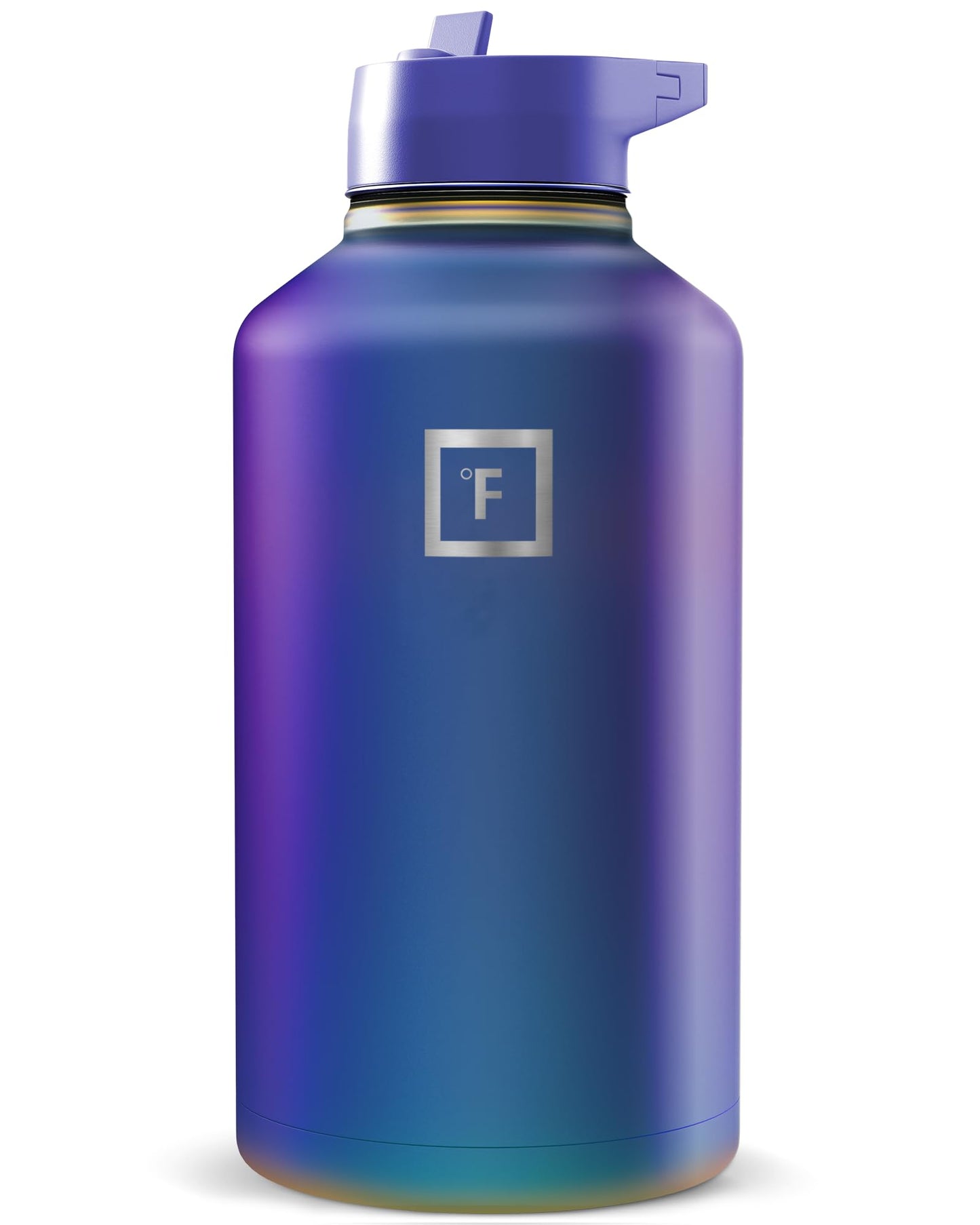 IRON °FLASK Camping & Hiking Hydration Flask with Straw, Wide Mouth Insulated Stainless Steel Sports Water Bottle - 40 oz Midnight Black