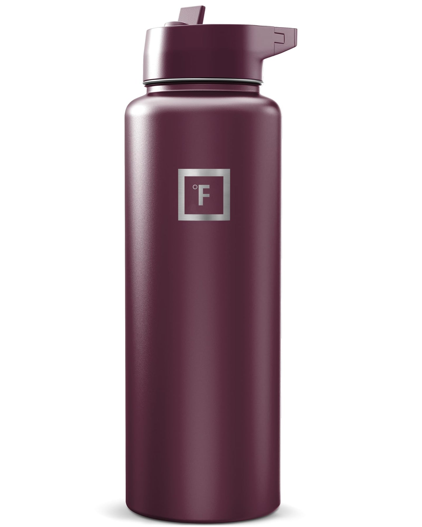 IRON °FLASK Camping & Hiking Hydration Flask with Straw, Wide Mouth Insulated Stainless Steel Sports Water Bottle - 40 oz Midnight Black