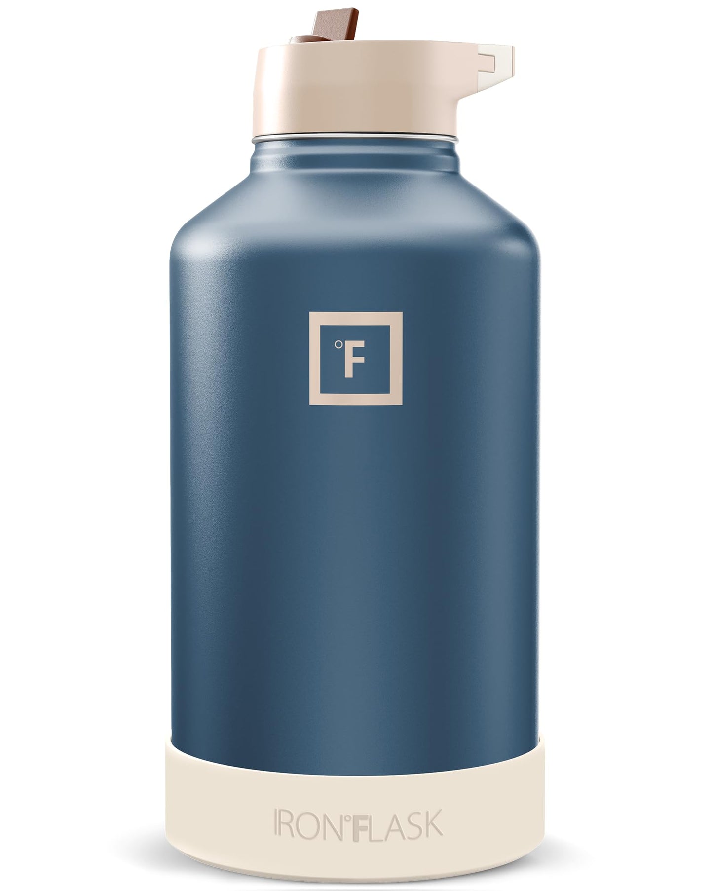 IRON °FLASK Camping & Hiking Hydration Flask with Straw, Wide Mouth Insulated Stainless Steel Sports Water Bottle - 40 oz Midnight Black