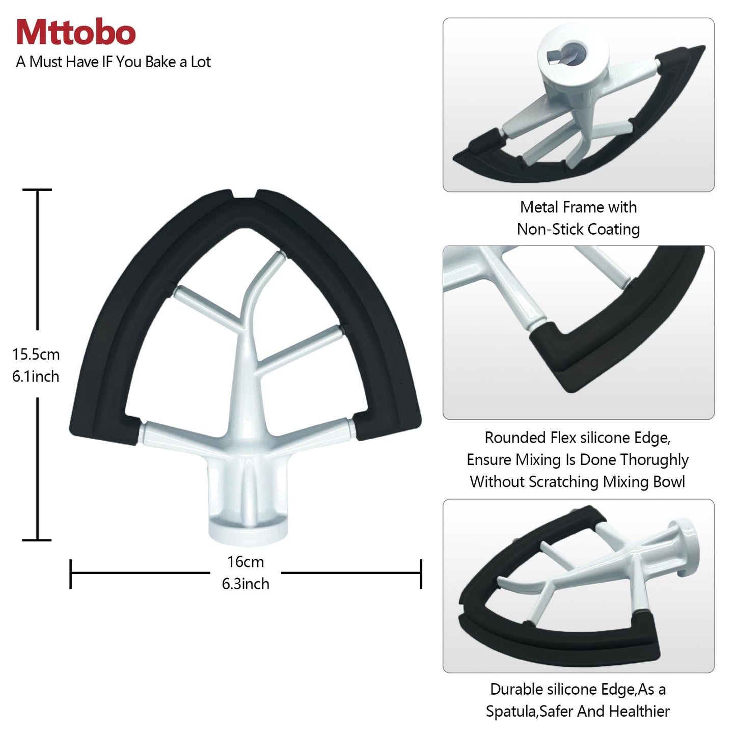 Flex Edge Beater for KitchenAid 4.5/5 QT Tilt Head Stand Mixer Kitchen Aid Mixer Accessory,With Silicone Edges For Kitchen Aid Accessories and Attachments