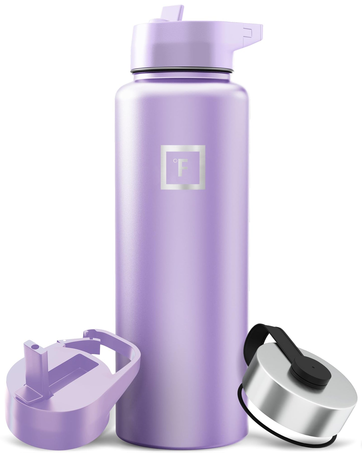 IRON °FLASK Camping & Hiking Hydration Flask with Straw, Wide Mouth Insulated Stainless Steel Sports Water Bottle - 40 oz Midnight Black