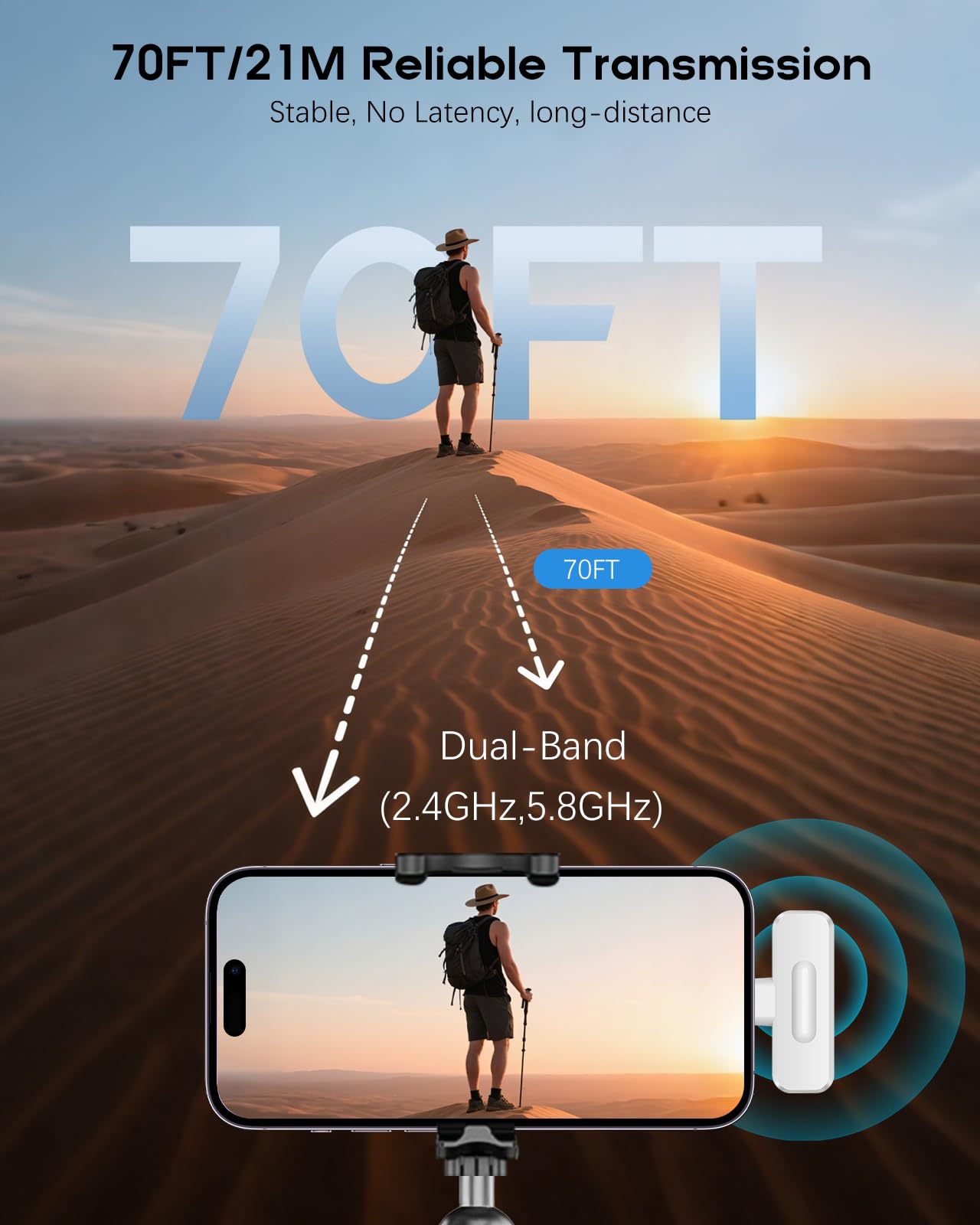 Wireless Mini Microphone for iPhone - 2 Pack Lavalier Bluetooth Microphone for Video Recording, 2 in 1 Noise Reduction Lapel Mic for Ipad, Android,Clip-on Mini Mic for Content Creators Podcast