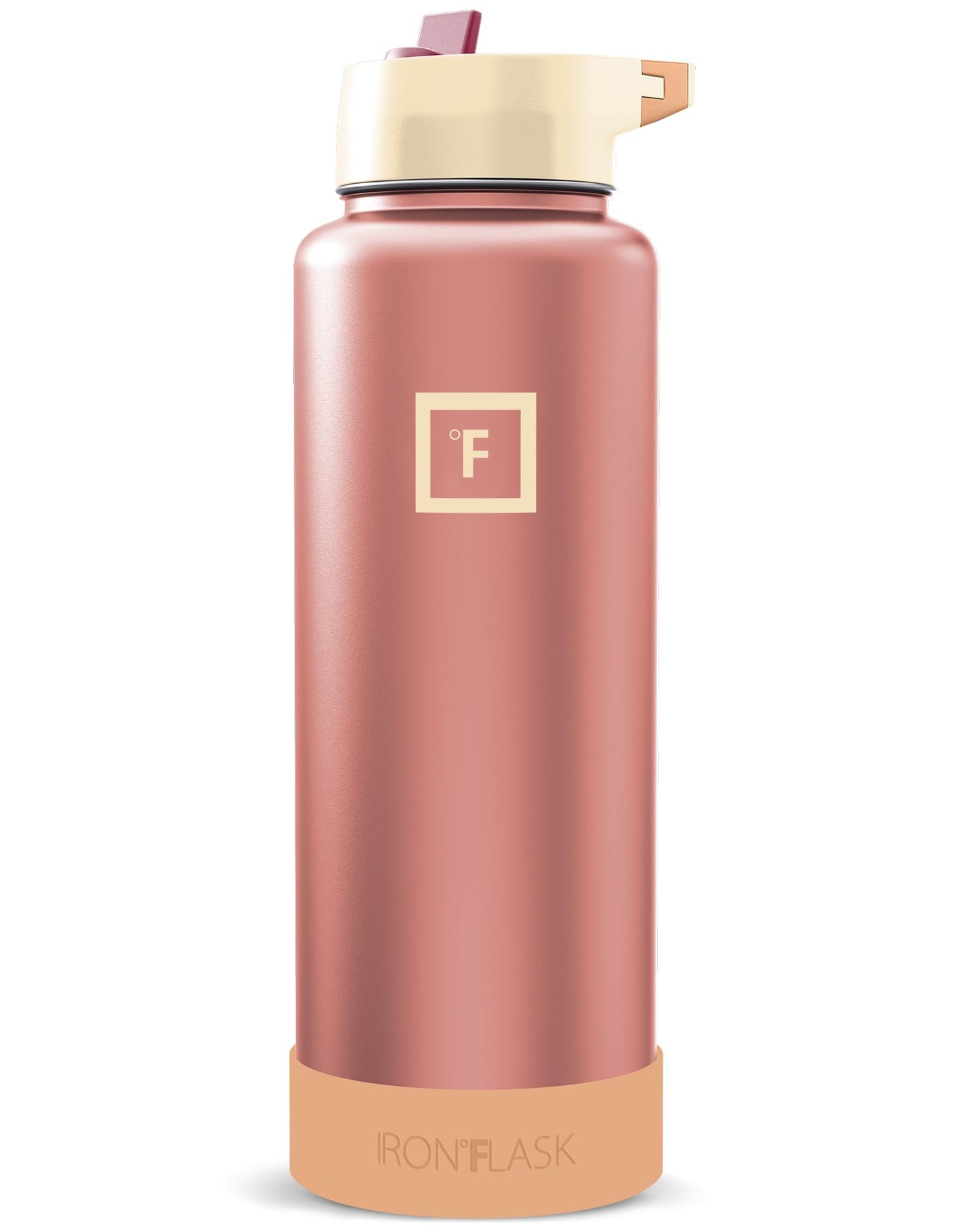 IRON °FLASK Camping & Hiking Hydration Flask with Straw, Wide Mouth Insulated Stainless Steel Sports Water Bottle - 40 oz Midnight Black