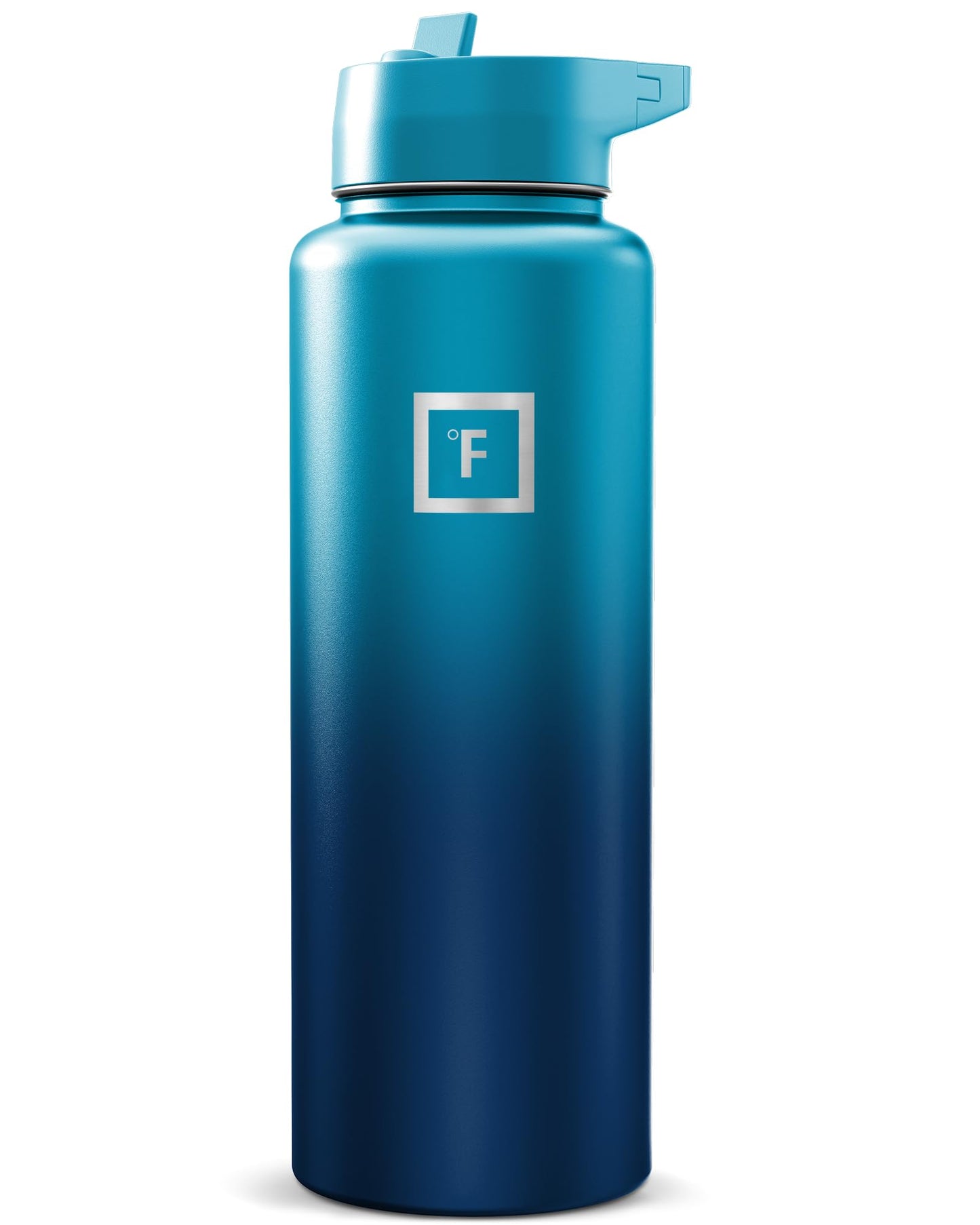 IRON °FLASK Camping & Hiking Hydration Flask with Straw, Wide Mouth Insulated Stainless Steel Sports Water Bottle - 40 oz Midnight Black