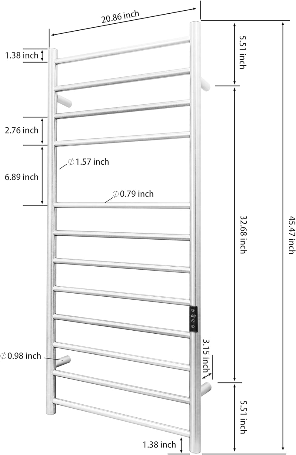 KEG Smart WiFi Towel Warmer Wall Mounted with Built-in Timer and Temperature Adjust Control, 4 Bars Electric Stainless Steel Heated Towel Racks for Bathroom Matte Black