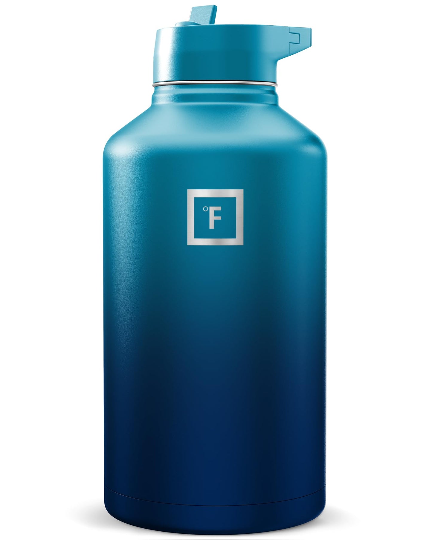 IRON °FLASK Camping & Hiking Hydration Flask with Straw, Wide Mouth Insulated Stainless Steel Sports Water Bottle - 40 oz Midnight Black