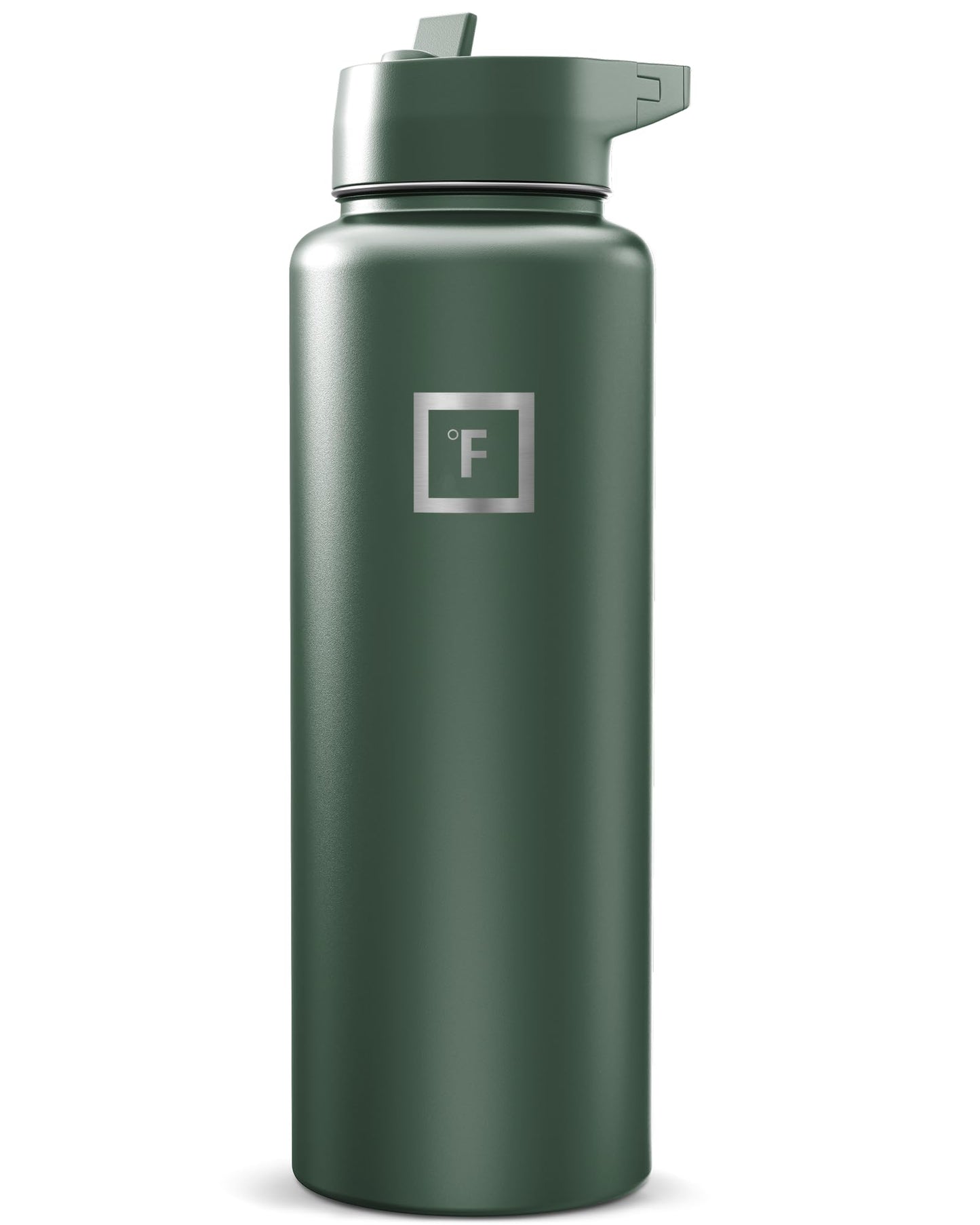 IRON °FLASK Camping & Hiking Hydration Flask with Straw, Wide Mouth Insulated Stainless Steel Sports Water Bottle - 40 oz Midnight Black