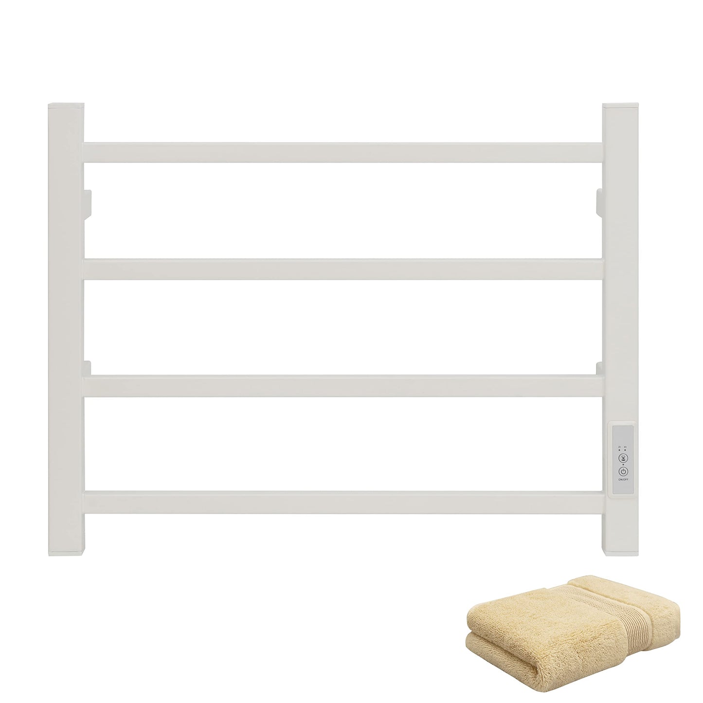 KEG Smart WiFi Towel Warmer Wall Mounted with Built-in Timer and Temperature Adjust Control, 4 Bars Electric Stainless Steel Heated Towel Racks for Bathroom Matte Black