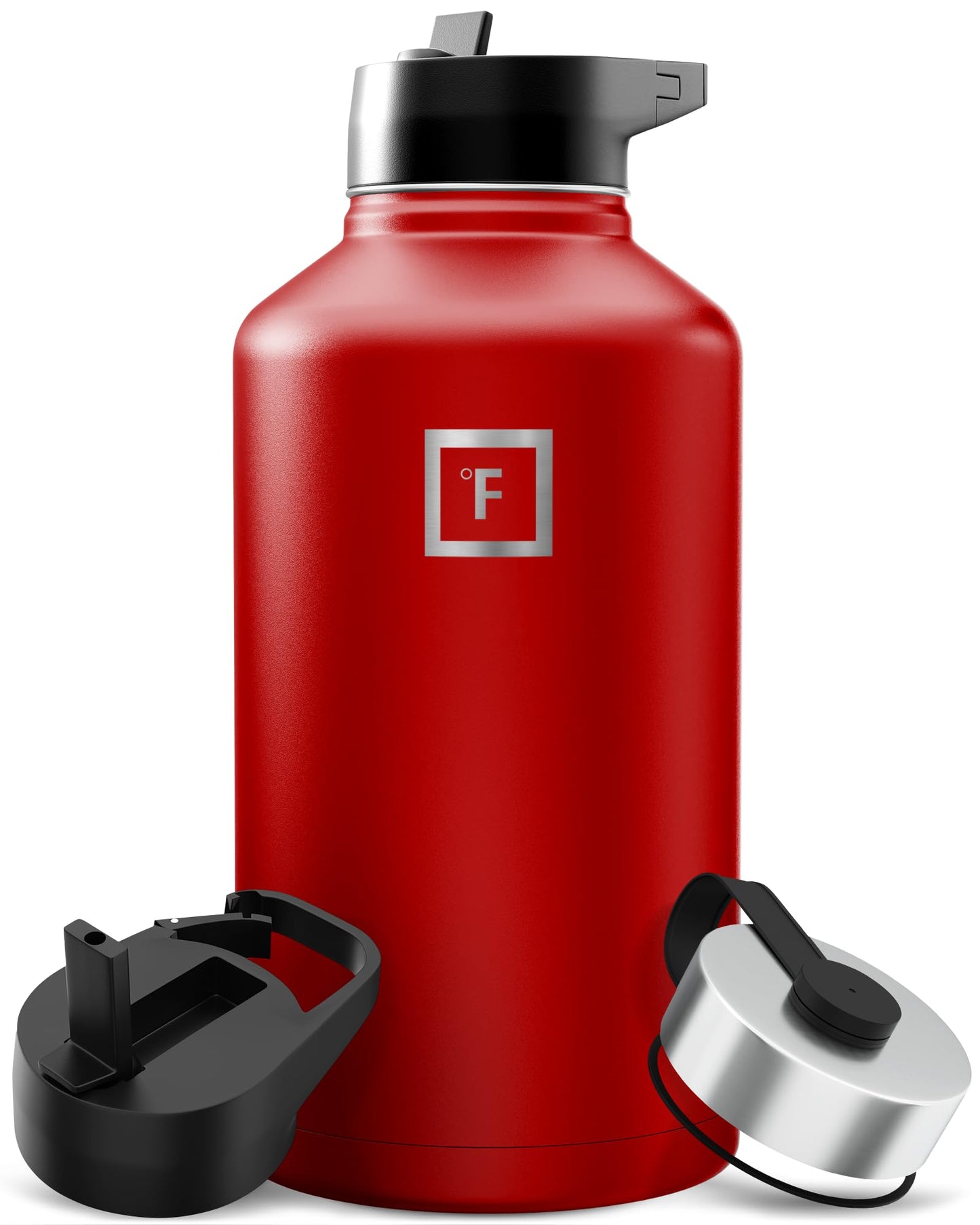 IRON °FLASK Camping & Hiking Hydration Flask with Straw, Wide Mouth Insulated Stainless Steel Sports Water Bottle - 40 oz Midnight Black