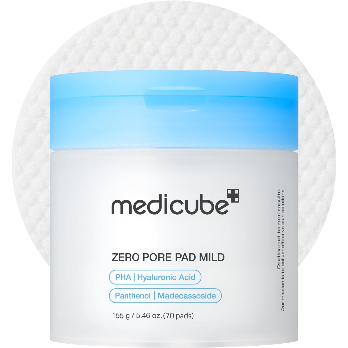 medicube Toner Pads Zero Pore Pad 2.0 | Dual-Textured Facial Pad for Exfoliation and Pore Care with 4.5% AHA Lactic Acid, 0.45% BHA Salicylic Acid | Ideal for All, Korean Skin Care, 70 Pads (1 Pack)