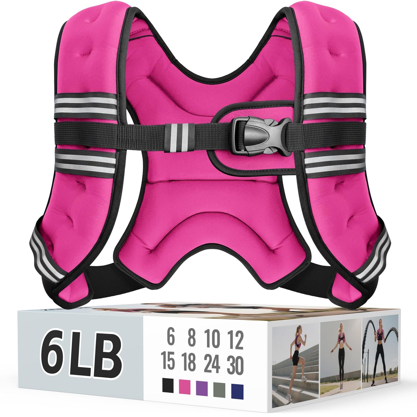 Weighted Vest for Women & Men with Reflective Stripe and Adjustable Buckle, Comfortable & Durable Rucking Vest for Walking, Running & Strength Training