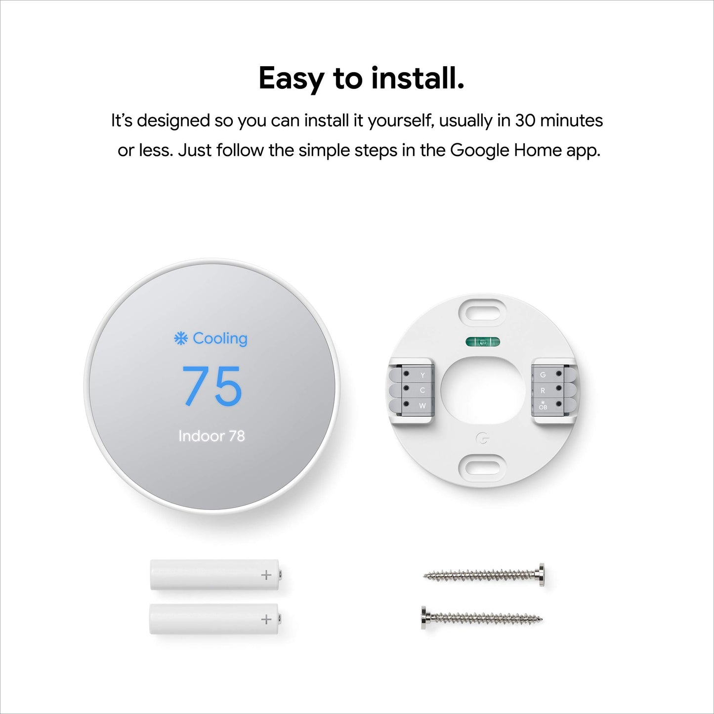 Google Nest Thermostat - Smart Thermostat for Home - Programmable Wifi Thermostat - Charcoal