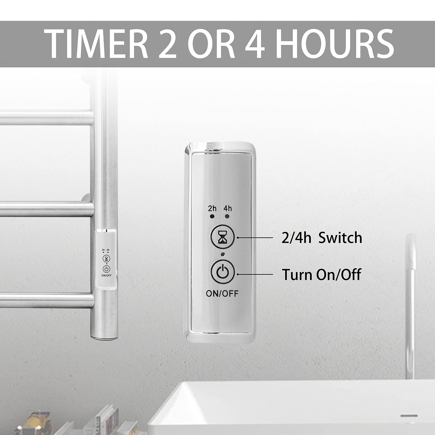 KEG Smart WiFi Towel Warmer Wall Mounted with Built-in Timer and Temperature Adjust Control, 4 Bars Electric Stainless Steel Heated Towel Racks for Bathroom Matte Black