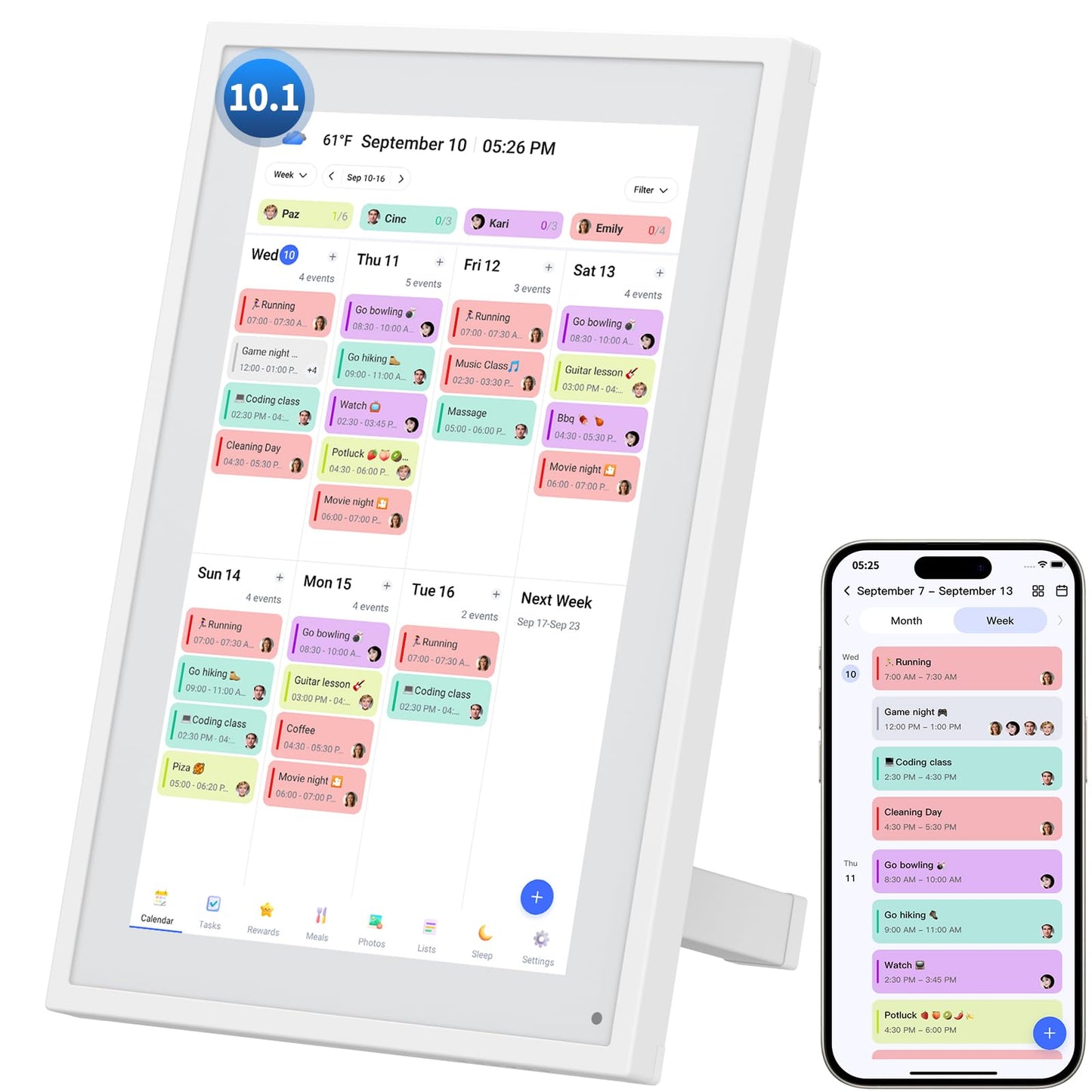 Calendar Digital 10.1 Inch, Digital Frame Combined Smart Touch Screen Electronic Wall Planner Family Organizer Chore for Family Schedules Gift for Mother Mom Women Grandpa