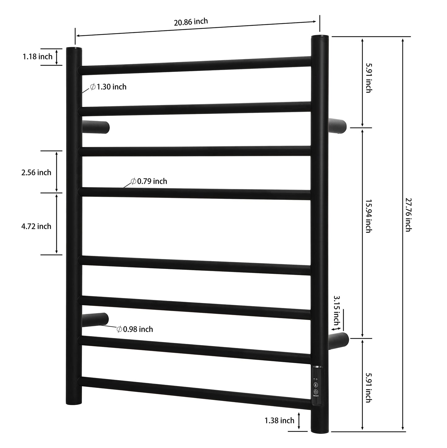 KEG Smart WiFi Towel Warmer Wall Mounted with Built-in Timer and Temperature Adjust Control, 4 Bars Electric Stainless Steel Heated Towel Racks for Bathroom Matte Black