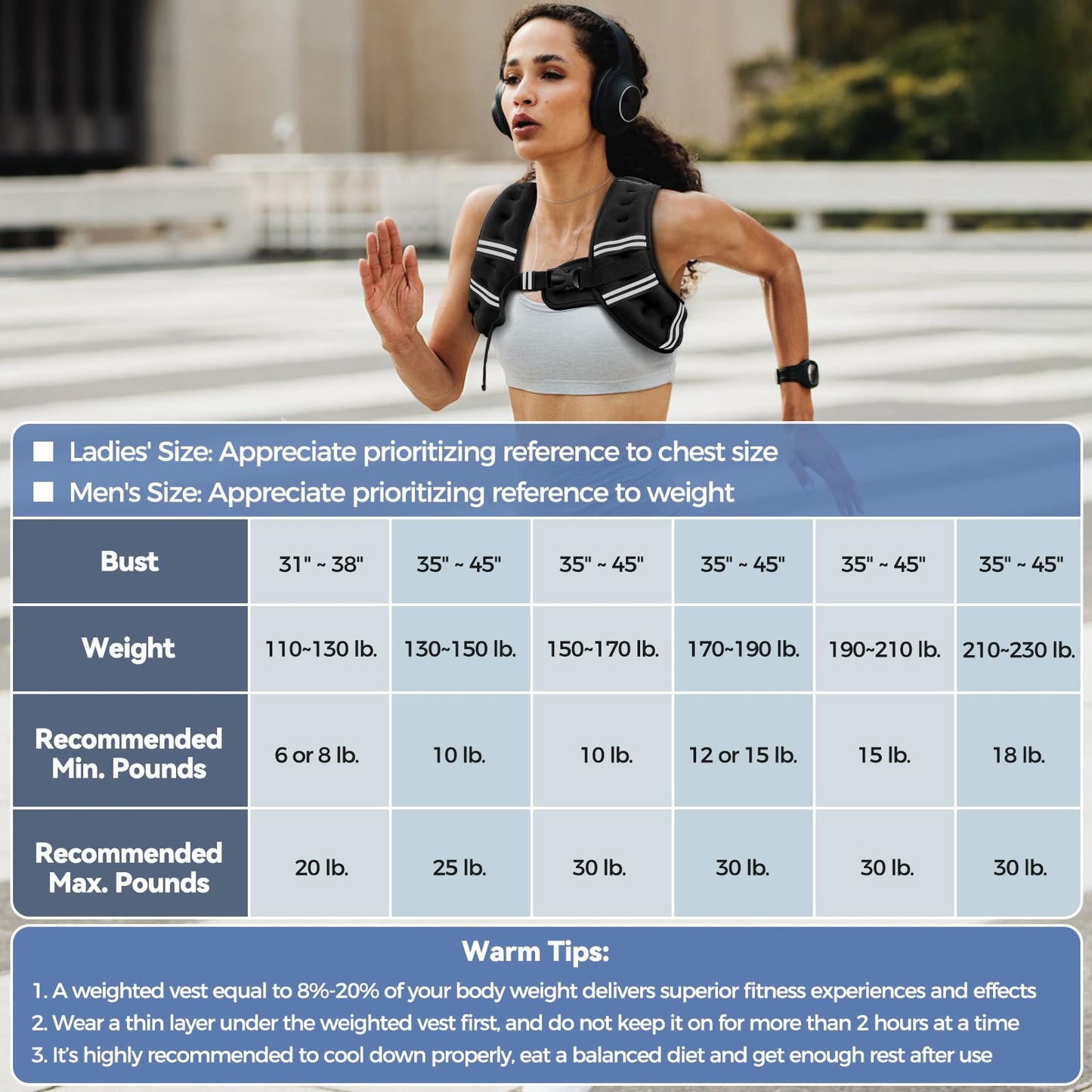 Weighted Vest for Women & Men with Reflective Stripe and Adjustable Buckle, Comfortable & Durable Rucking Vest for Walking, Running & Strength Training