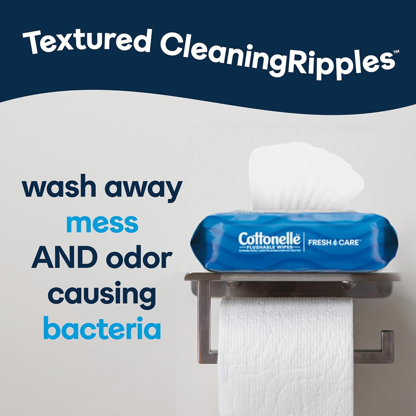 Cottonelle Fresh Feel Flushable Wet Wipes, Adult Wet Wipes, 8 Flip-Top Packs, 42 Wipes Per Pack (336 Total Wipes), Packaging May Vary