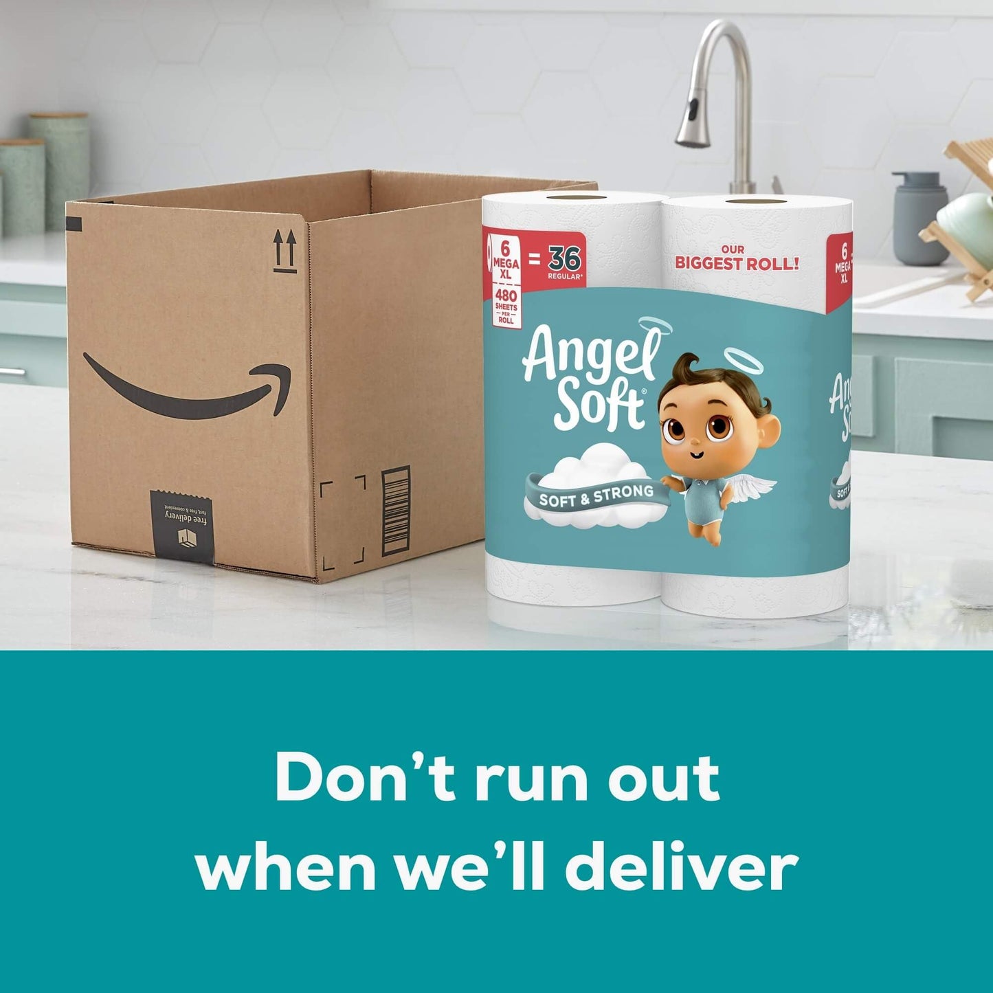 Angel Soft Toilet Paper, 18 Mega Rolls = 72 Regular Rolls, Soft and Strong Toilet Tissue