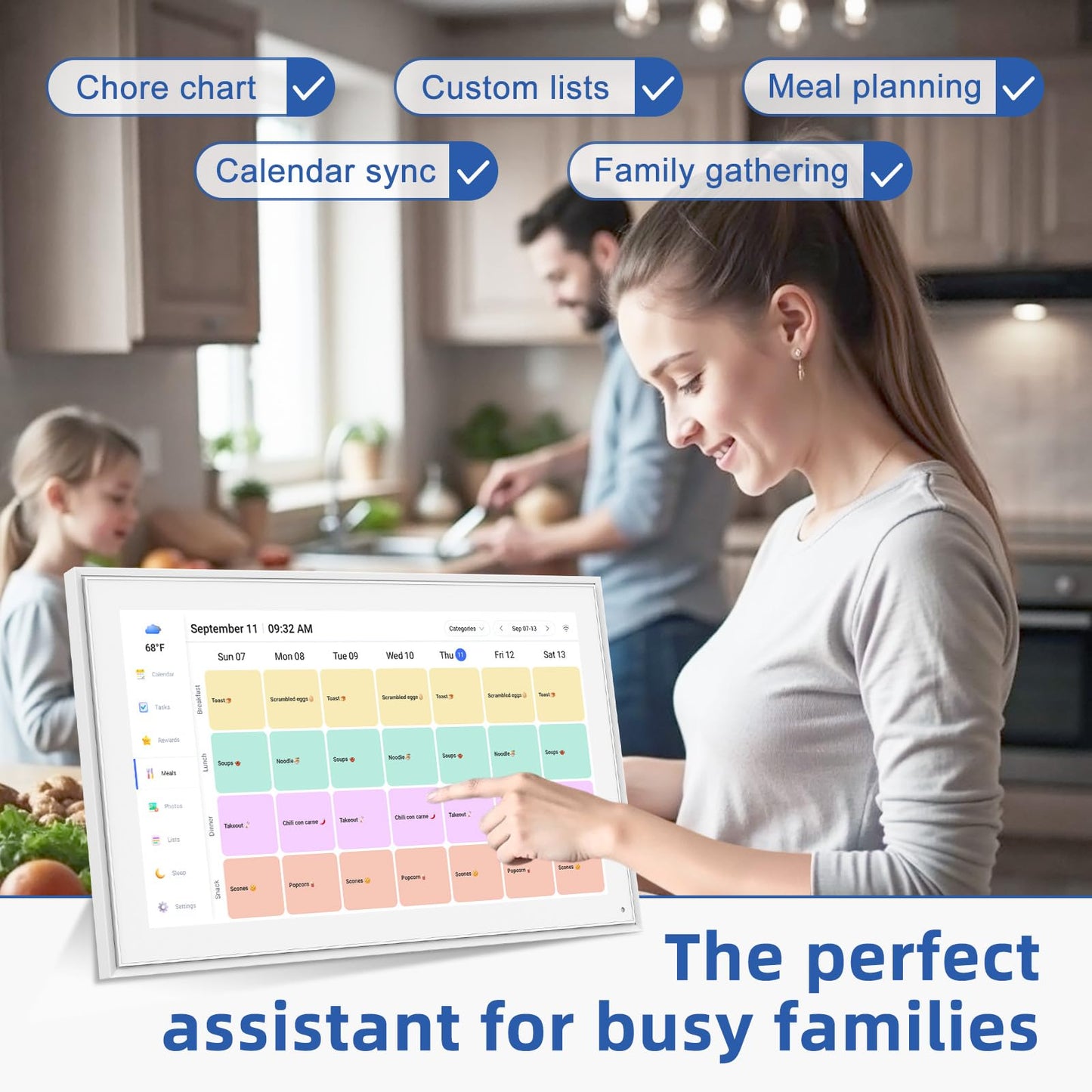 Calendar Digital 10.1 Inch, Digital Frame Combined Smart Touch Screen Electronic Wall Planner Family Organizer Chore for Family Schedules Gift for Mother Mom Women Grandpa