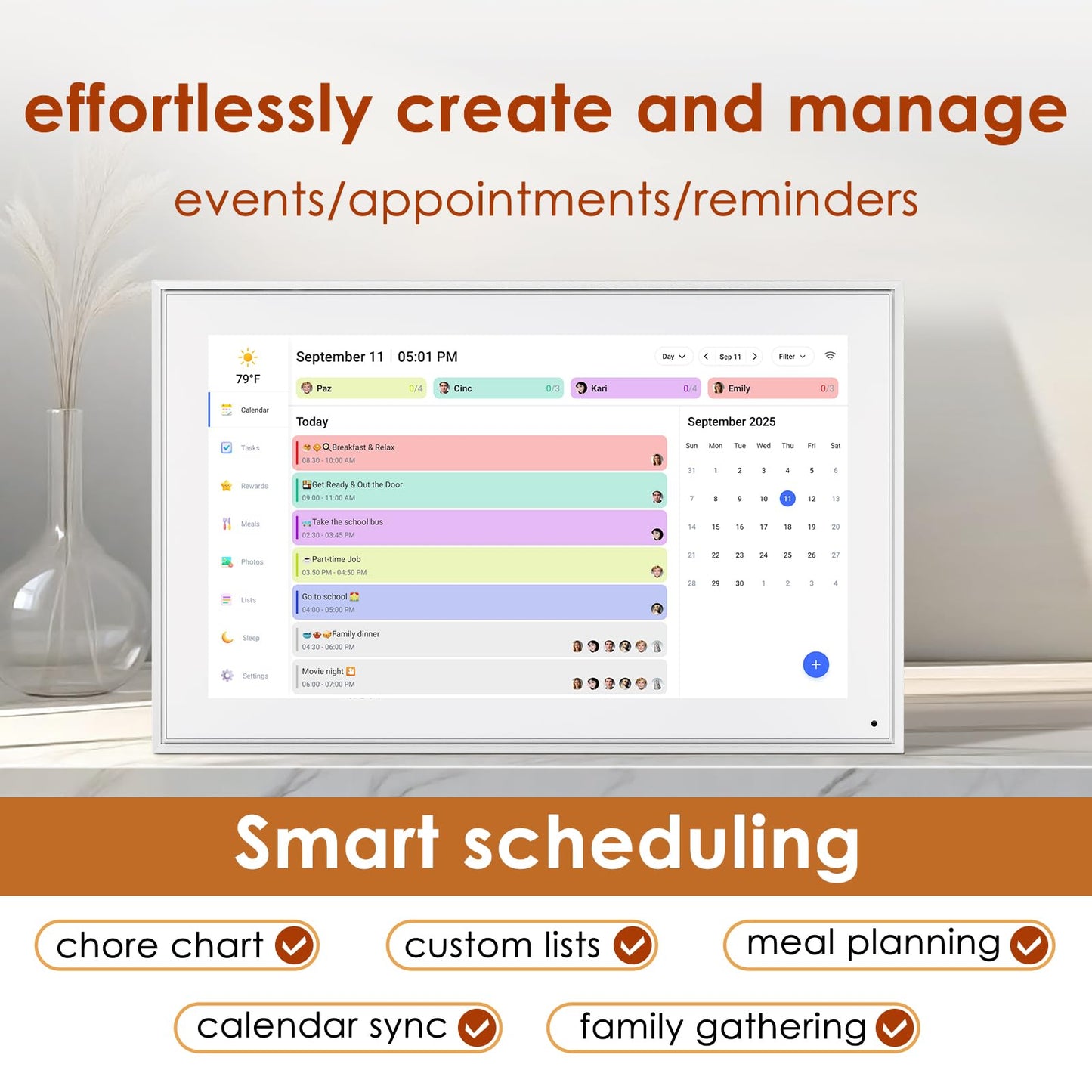 Calendar Digital 10.1 Inch, Digital Frame Combined Smart Touch Screen Electronic Wall Planner Family Organizer Chore for Family Schedules Gift for Mother Mom Women Grandpa