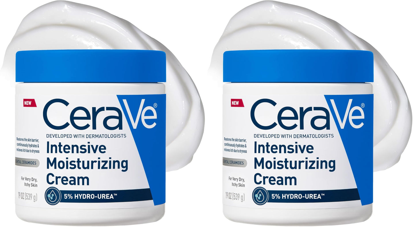 CeraVe Intensive Moisturizing Cream, Body Moisturizer With Shea Butter, 72H Hydration + Skin Barrier Repair, Fragrance-Free Body Lotion For Extremely Dry Skin, 19oz