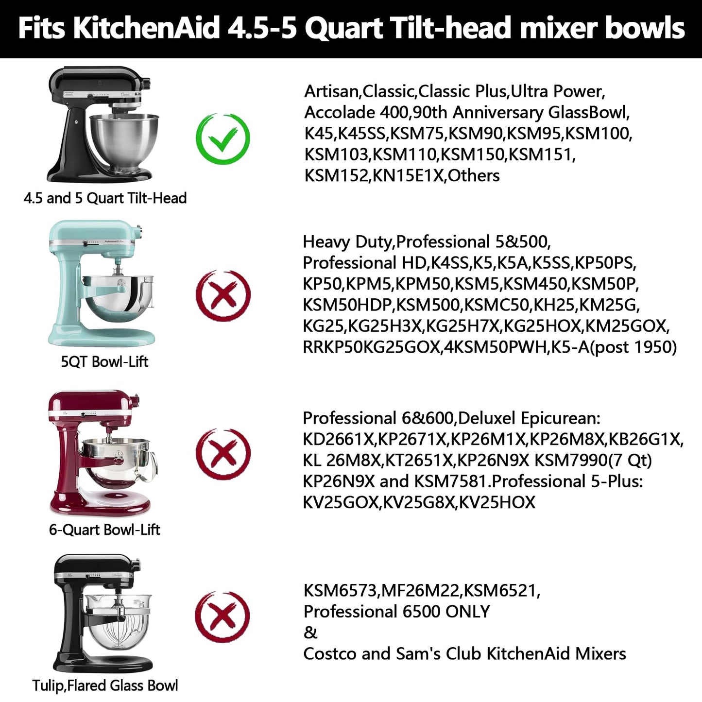 Flex Edge Beater for KitchenAid 4.5/5 QT Tilt Head Stand Mixer Kitchen Aid Mixer Accessory,With Silicone Edges For Kitchen Aid Accessories and Attachments