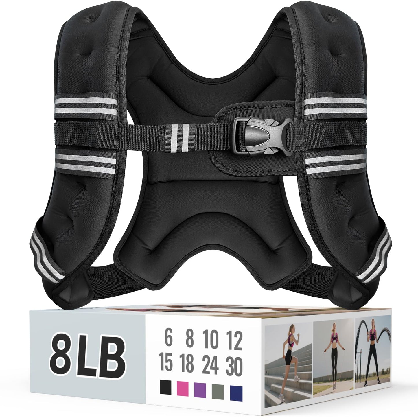 Weighted Vest for Women & Men with Reflective Stripe and Adjustable Buckle, Comfortable & Durable Rucking Vest for Walking, Running & Strength Training