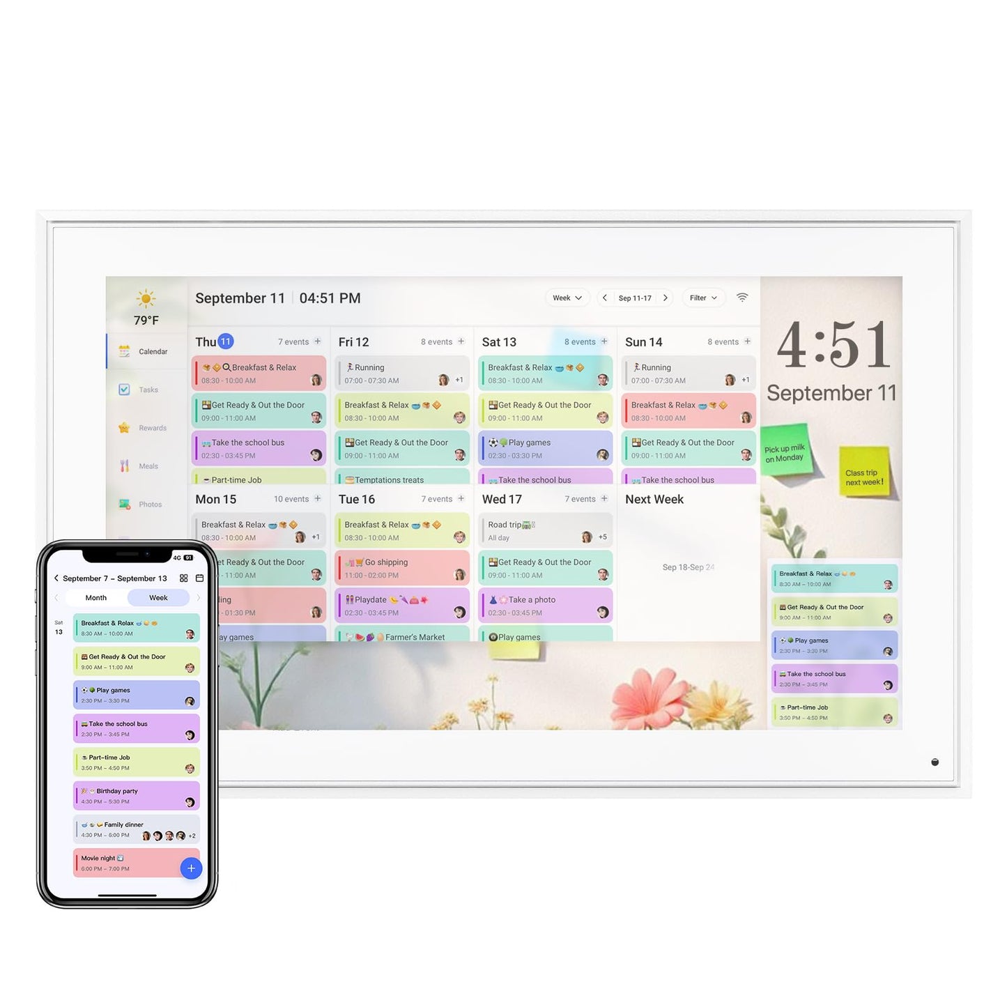 Calendar Digital 10.1 Inch, Digital Frame Combined Smart Touch Screen Electronic Wall Planner Family Organizer Chore for Family Schedules Gift for Mother Mom Women Grandpa