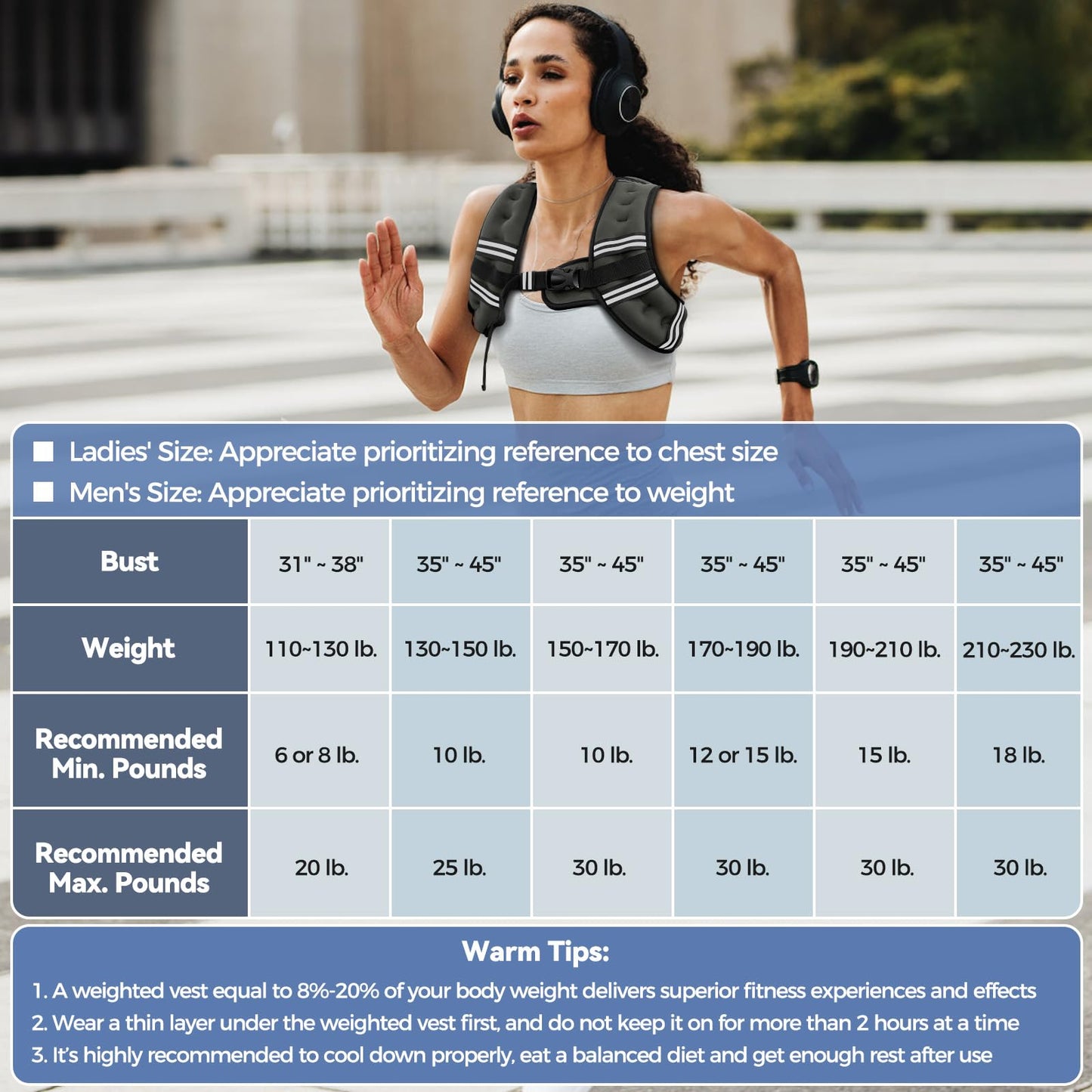 Weighted Vest for Women & Men with Reflective Stripe and Adjustable Buckle, Comfortable & Durable Rucking Vest for Walking, Running & Strength Training