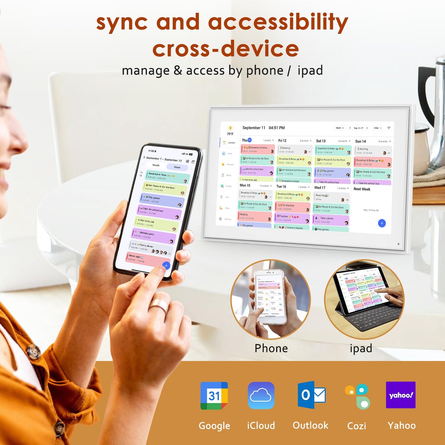 Calendar Digital 10.1 Inch, Digital Frame Combined Smart Touch Screen Electronic Wall Planner Family Organizer Chore for Family Schedules Gift for Mother Mom Women Grandpa